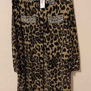 Embellished Leopard Print Maxi Dress/duster